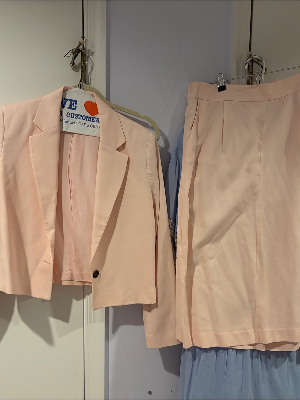 Mango Pale Pink Cropped Blazer and Skirt Set